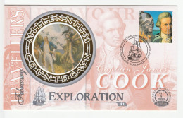 CAPTAIN COOK Special SILK FDC 1999 Cook's Exploration  GB Middlesbrough  Cover Stamps Sailing Ship - Explorers