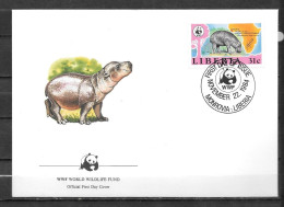 LIBERIA - 1984 - Hippopotame Pygmée - 4 - FDC