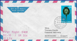 FFL DC-10 Ab UNO -Genf-Zürich-Hongkong 17.3.1974 Mit Swissair - Storia Postale