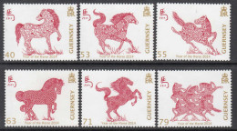 2014 Guernsey Year Of The Horse Complete Set Of 6 MNH @ BELOW FACE VALUE - Guernsey