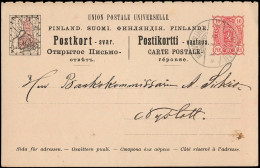 Finland Rantasalmi 10P Postal Stationery Card Mailed To Savonlinna 1894. Russia Empire - Storia Postale