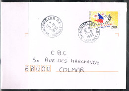 MAIN L 21 - FRANCE N° 2945 Secours Populaire Sur Lettre De Montpellier Thème Mains - Cartas & Documentos