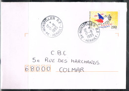 MAIN L 21 - FRANCE N° 2945 Secours Populaire Sur Lettre De Montpellier Thème Mains - Brieven En Documenten