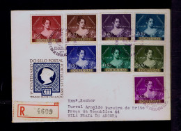 Gc8451 PORTUGAL "Postal Stamp Centenary" Queen D.Maria II  Painting By T.Lawrence Fdc 1953 Mailed Vila Praia De Ancora - Brieven En Documenten