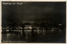 Hamburg, Bei Nacht, An Der Alster Mit Jungfernstieg - Autres & Non Classés