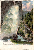 Reichenbachfall Und Reichenbachbahnbei Meiringen - Litho Steinmann - Meiringen