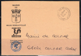 MAIN L 29 - FRANCE Lettre En Franchise Postale De La Mairie De Ribeauvillé 1994 Blason Avec Main - Lettres Civiles En Franchise