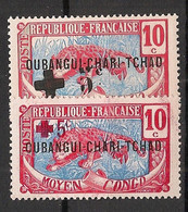 OUBANGUI - 1916 - N°YT. 18 à 19 - Croix Rouge - Neuf * / MH VF - Ungebraucht