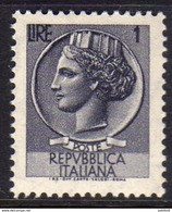 1968 - ITALIA REPUBBLICA - SIRACUSANA - LIRE  1  - SINGOLO - NUOVO - 1961-70: Mint/hinged