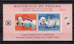 Panama 1968 Space, Sir Winston Churchill, Satellites S/s With Black Overprint MNH - Noord-Amerika