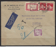 Algérie - Daguin Des Colonies - Philippeville Constantine Pour Marseille Par Avion - Taxée TB - 1939 - Cartas & Documentos