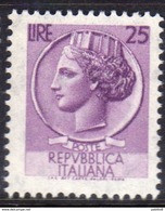 1968 - ITALIA REPUBBLICA - SIRACUSANA - LIRE  25   - SINGOLO - NUOVO - 1961-70: Nieuw/plakker