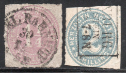 SCHLESWIG-HOLSTEIN (ALEMANIA) Serie NO Completa X 2 Sellos CIFRAS Años 1865-66 – Valorizada En Catálogo € 90,00 - Schleswig-Holstein