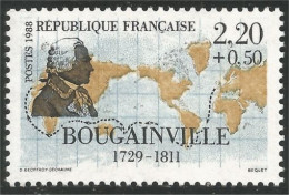 355 France Yv 2521 Bougainville Voyages Carte Monde World Map MNH ** Neuf SC (2521-1) - Ships