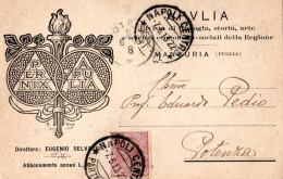MANDURIA (PUGLIA) CARTOLINA PUBBLICITARIA RIVISTA APULIA - VG 1913 FP - C0283 - Taranto