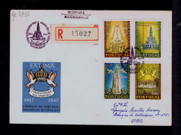 Gc8456 PORTUGAL "FÁTIMA Aparitions" 50th Ann. Fdc 1967-05-13 Pmk Funchal  (mailed SCARCE) »VIGO /religions - Autres & Non Classés