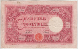 Regno D'Italia, Lire 500 Tipo Barbetti Modificato Cons. BB Dec. 23 Agosto 1943 - 500 Lire