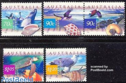 Australia 1999 Coastal Regions 5v (3v+[:]), Mint NH, Nature - Birds - Sea Mammals - Shells & Crustaceans - Turtles - Nuovi