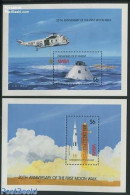 Saint Vincent & The Grenadines 1989 Moonlanding 2 S/s, Mint NH, Transport - Space Exploration - St.-Vincent En De Grenadines