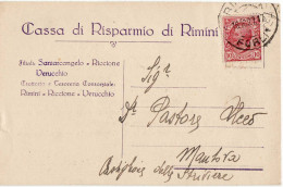 16096 01 RIMINI CASSA DI RISPARMIO X MANTOVA - Storia Postale