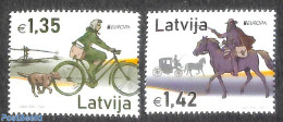 Latvia 2020 Europa, Old Postal Roads 2v, Mint NH, History - Nature - Sport - Transport - Europa (cept) - Dogs - Horses.. - Ciclismo