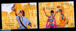 Oman 2023 Folk Dance 2v, Joint Issue India, Mint NH, Performance Art - Various - Dance & Ballet - Joint Issues - Baile