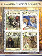 Djibouti 2017 Endangered Animals 4v M/s, Mint NH, Nature - Animals (others & Mixed) - Bears - Birds - Cat Family - Gibuti (1977-...)