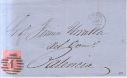 Año 1864 Edifil 64 Isabel II Carta Factura A Palencia Matasellos Rejilla Cifra 1 Madrid  Membrete Francisco Gil Machon - Brieven En Documenten