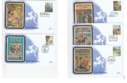 ENID BLYTON Stories 5 Diff Special SILK FDCs 1997 Stamps GB Cover Fdc Policemen Noddy  Horse  Dog  Rabbit Children Spy - 1991-2000 Decimal Issues
