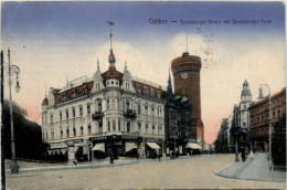 Cottbus, Spremberger Strasse Mit Turm - Cottbus