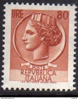 1968 - ITALIA REPUBBLICA - SIRACUSANA - LIRE  80    - SINGOLO - NUOVO - 1961-70: Mint/hinged