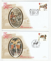 The Queens HORSE GUARDS  2 Diff Special SILK  FDCs 1997 Horse Guards Avenue London GB Cover Horses Royalty Military Fdc - Chevaux