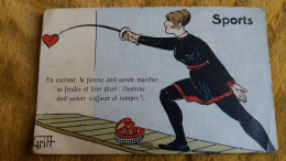 CPA FEMME SPORT ESCRIME DESSIN GRITT OU GRIFF - Fencing