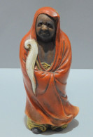 -ANCIENNE STATUETTE Bodhidhar TERRE CUITE émaillée JAPON COLLECTION VITRINE    E - Arte Asiático