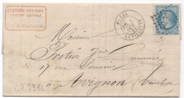 LT5912   N°29A/Lettre, Oblitéré GC 4277 LA VILLETTE(60), Indice 2 Pour AVIGNON Du 1 Oct. 1868 - 1863-1870 Napoléon III Lauré