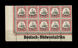 DSWA: MiNr. 17, 10er Block, Inschrift Eckrand, Postfrisch ** - German South West Africa