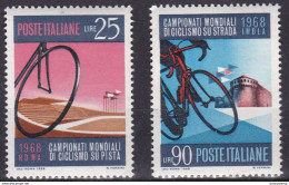 1968 - ITALIA REPUBBLICA - CAMPIONATI MONDIALI DI CICLISMO  -  SERIE COMPLATA  DI 2 VALORI -  NUOVO - 1961-70:  Nuevos