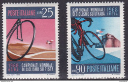 1968 - ITALIA REPUBBLICA - CAMPIONATI MONDIALI DI CICLISMO  -  SERIE COMPLATA  DI 2 VALORI -  NUOVO - 1961-70: Ungebraucht