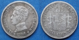 SPAIN - Silver 50 Centimos 1904 (10) PC V KM# 723 Alfonso XIII (1886-1931) - Edelweiss Coins - Eerste Muntslagen