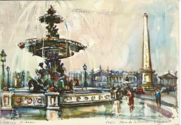 75 Paris Place De La Concorde Aquarelle De Girard - Konvolute, Lots, Sammlungen