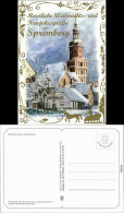 Ansichtskarte Spremberg Grodk Ev. Kreuzkirche Im Winter - Zeichnung 1995 - Spremberg