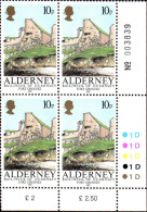Aldeney-Aurigny Poste N** Yv: 28 Mi:28 Fort Grosnez Coin D.feuille X4 - Alderney