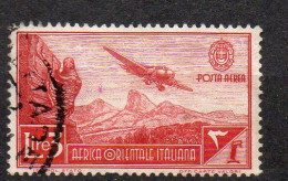 1938 A. O. I.  Soggetti Vari N. A9   5 Lire Timbrato Used Sassone 85 Euro - Italiaans Oost-Afrika