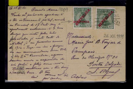 9009 PORTUGAL One Stamp With Overprint (red ASSISTENCE Horizontal) On REPUBLIC 1911-XII-26 Slogan Pmk Postcard Mailed - Andere & Zonder Classificatie