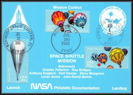 1471 Espace (space Raumfahrt) Carte Maximum (card) USA STS 51 F Challenger Navette Shuttle Start/landing 29/7/1985 - Etats-Unis