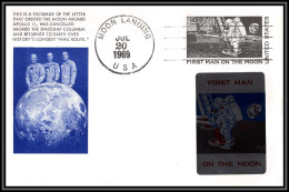 0913 Espace (space Raumfahrt) Lettre (cover Briefe) USA 20/7/1969 Lette Geante Plaque Metal Moon Landing  - Stati Uniti