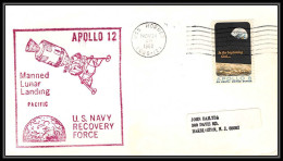 0900 Espace (space Raumfahrt) Lettre (cover) USA 24/11/1969 Apollo 12 Signée Manned Lunar Landing Pacific Uss Hornet - Stati Uniti