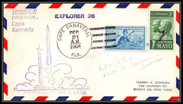 0820 Espace (space Raumfahrt) Lettre (cover Briefe) USA 21/12/1964 EXPLORER 26 Radiation Essai Vaisseau Lunaire - Etats-Unis