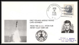 0446 Espace (space Raumfahrt) Lettre (cover Briefe) USA 6/4/1964 Kennedy Polaris Missile Firing - United States