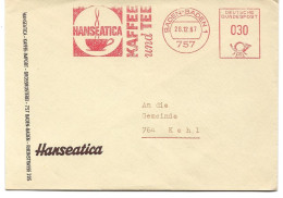 LETTRE 1967 AVEC EMA ROUGE BADEN BADEN HANSEATICA KAFFEE UND TEE - Machines à Affranchir (EMA)